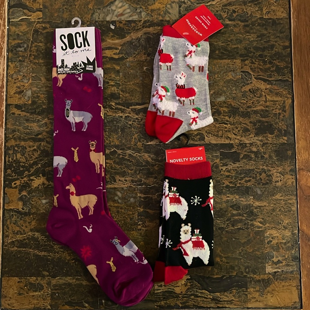 Llama print Socks (set of 3)